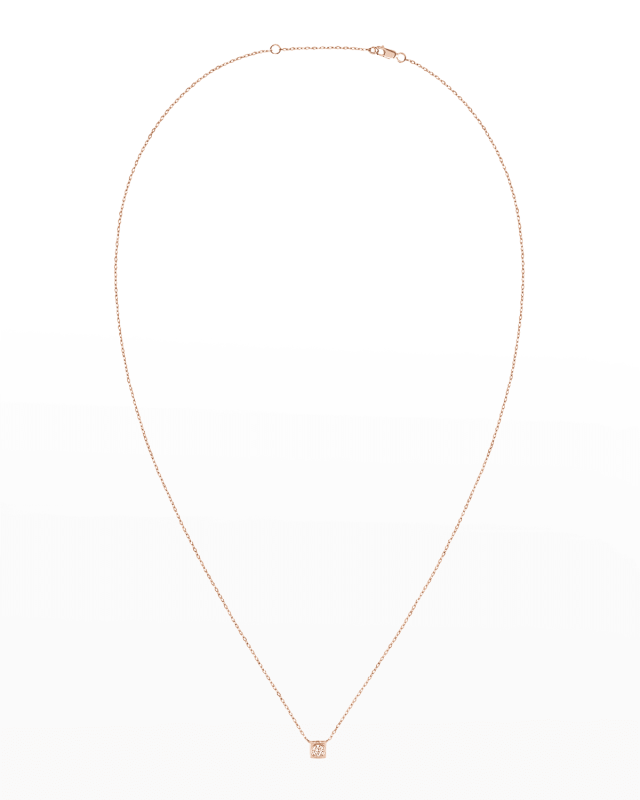 Yellow Gold Le Cube Medium Diamond Pendant Necklace